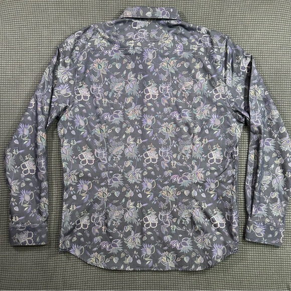 Robert Graham Kamil Indigo Floral Shirt Mens XL Tailored Fit - Picture 9 of 9